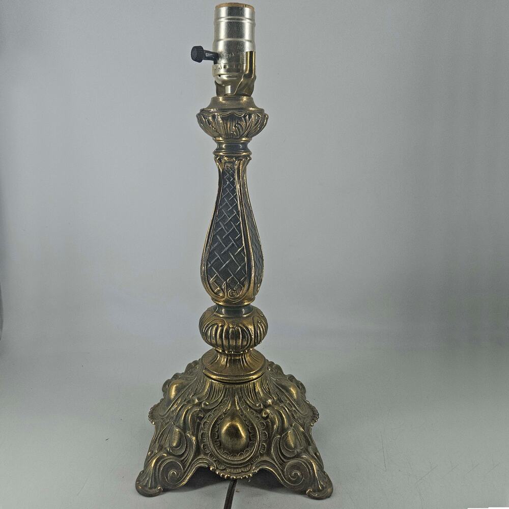 Vintage Baroque style Ornate Cast Metal Hollywood Regency Lamp base no shade